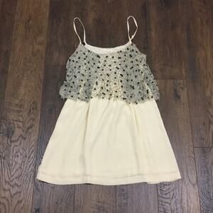 UO Silence + Noise Cream Sequin Dressy Tank Top